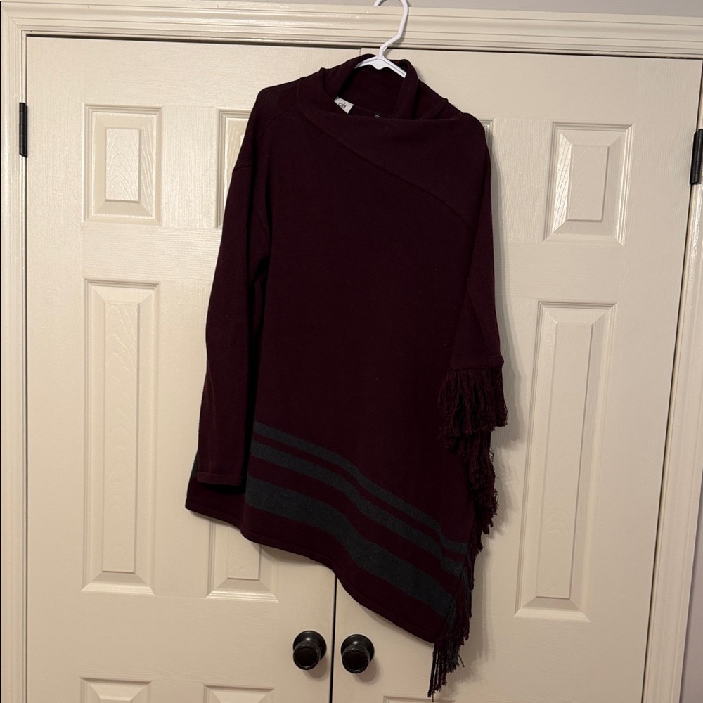 Cabi maroon/burgundy and grey wrap sweater, size medium. Great condition!